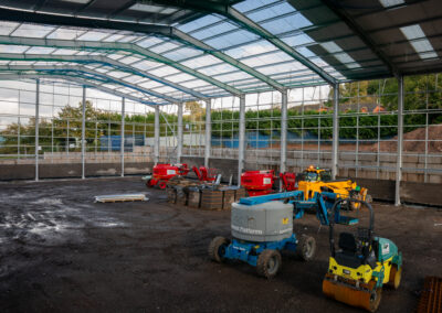 inside a partially constructed warehouse